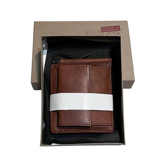 Premium Leather Mens Wallet W/Money Clip & Coin Pocket RFID Protected By Spikes - Picture 2 of 3